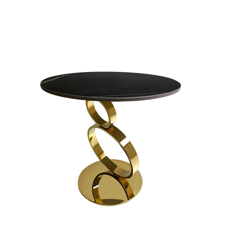 End Table with 12mm sintered stone top & Gold SS base. Picture 1