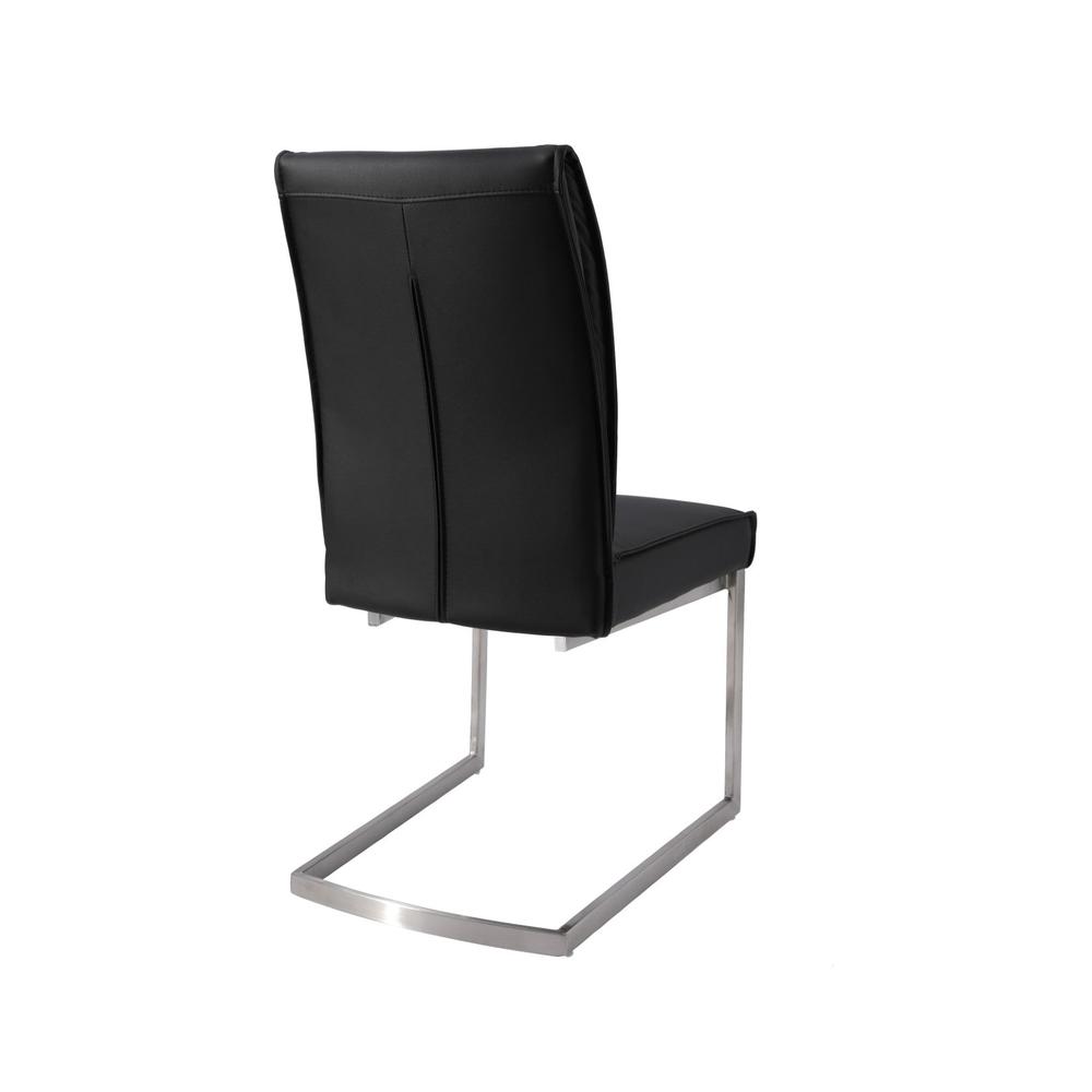 Dining Chair With Pu Seat And Brushed Stainless Steel Leg, Set Of 2. Picture 3