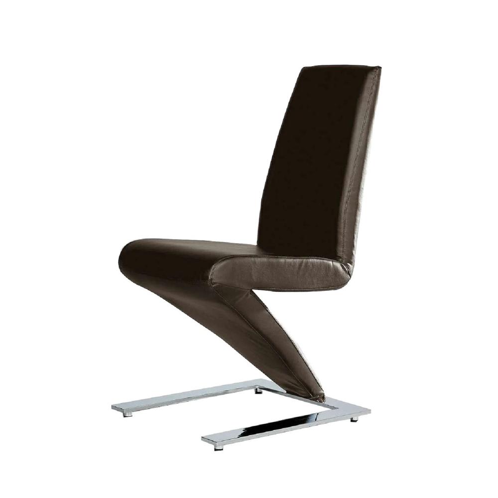 High Back "Z"D Chair,Dark Brown Pu, Set Of 2. Picture 1