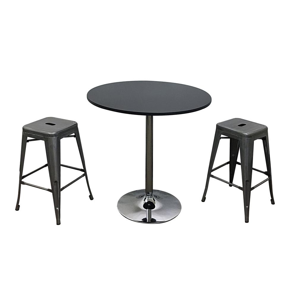 Rd Wood Top Dining Table W/ Chrome Base. Picture 2