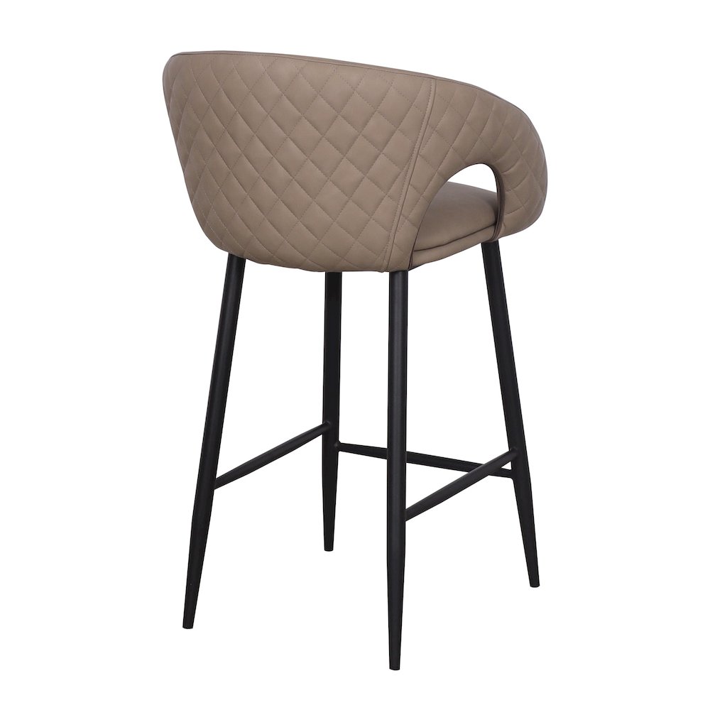 Set of 2 Quilted Taupe Faux Leather Counter Stools. Picture 4