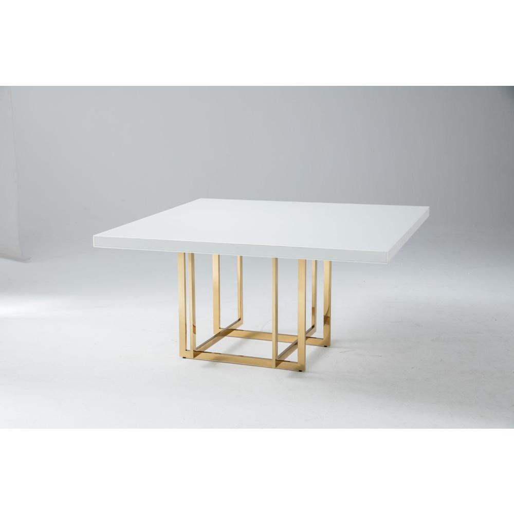 Sq Lacquer W/ Glass Top, Gold Base. Picture 1