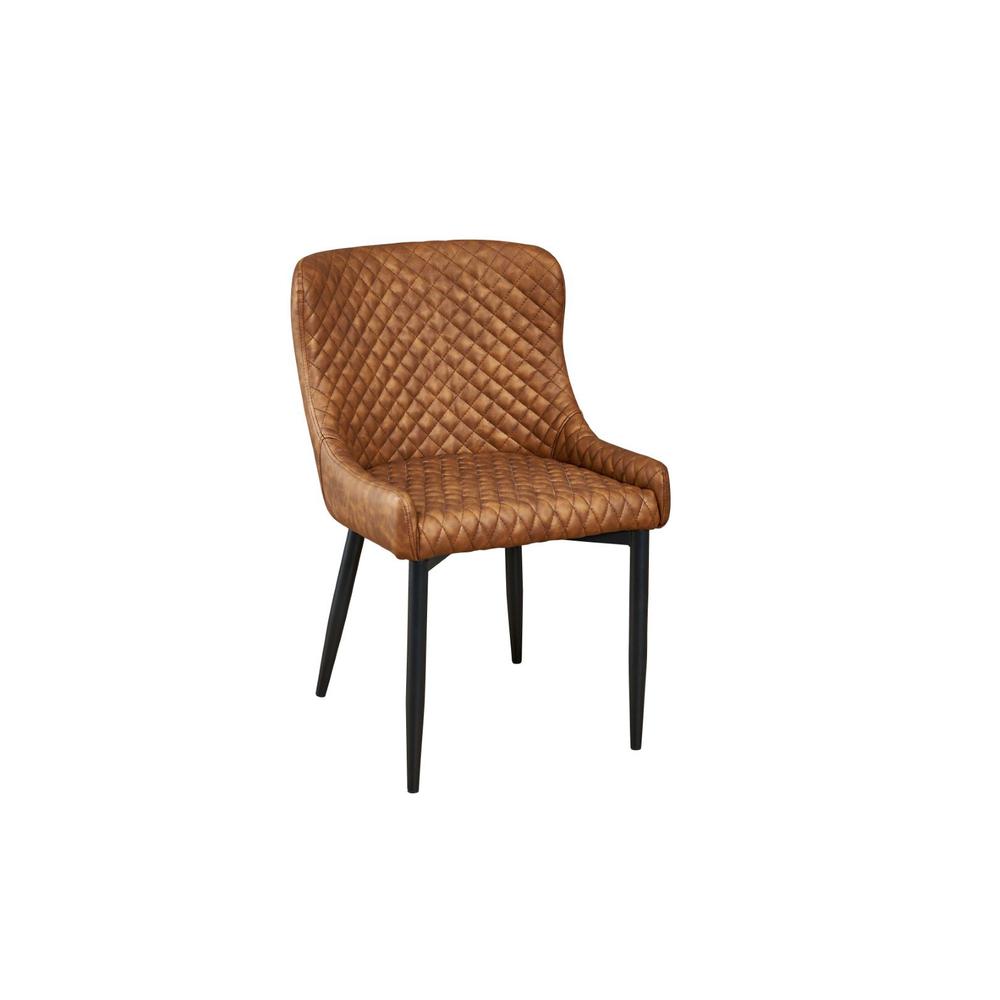 Upholstered Dining Chair With Tufted Seat And Back, Cognac, Set Of 4. Picture 1