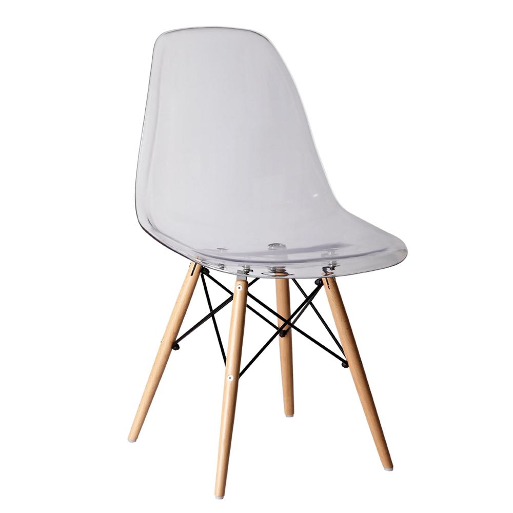 Pp Chair With Wood Legs, Clear Seat, Set Of 2. Picture 1