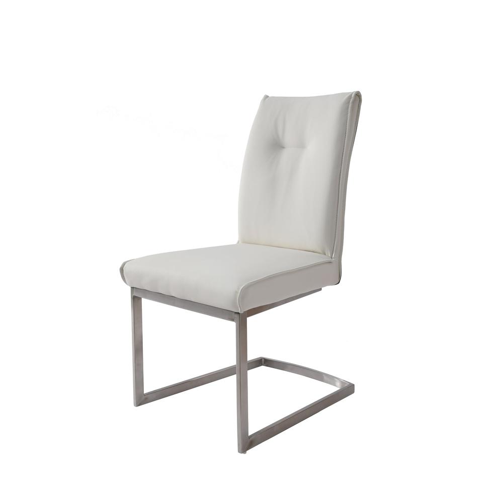 Dining Chair With Pu Seat And Brushed Stainless Steel Leg, Set Of 2. Picture 1