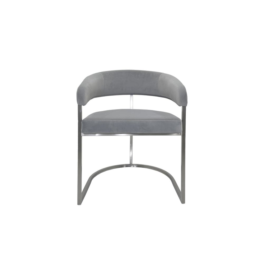 Dark Gray Velvet Cushion Dining Chair with Matte Gold Legs. Picture 3