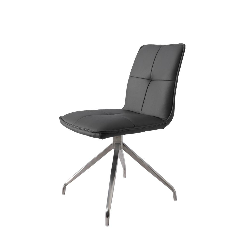 Dining Chair With Pu Seat And Brushed Stainless Steel Leg, Set Of 2. Picture 1