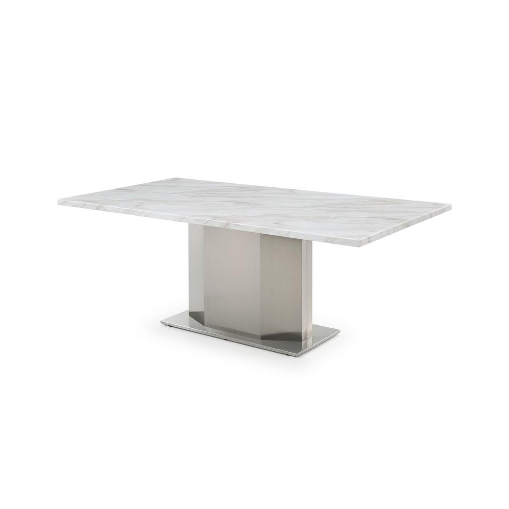 Marble Table With Stainless Steel Base. Picture 1