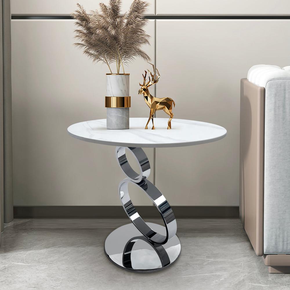 End Table with 12mm sintered stone top & SS base. Picture 2