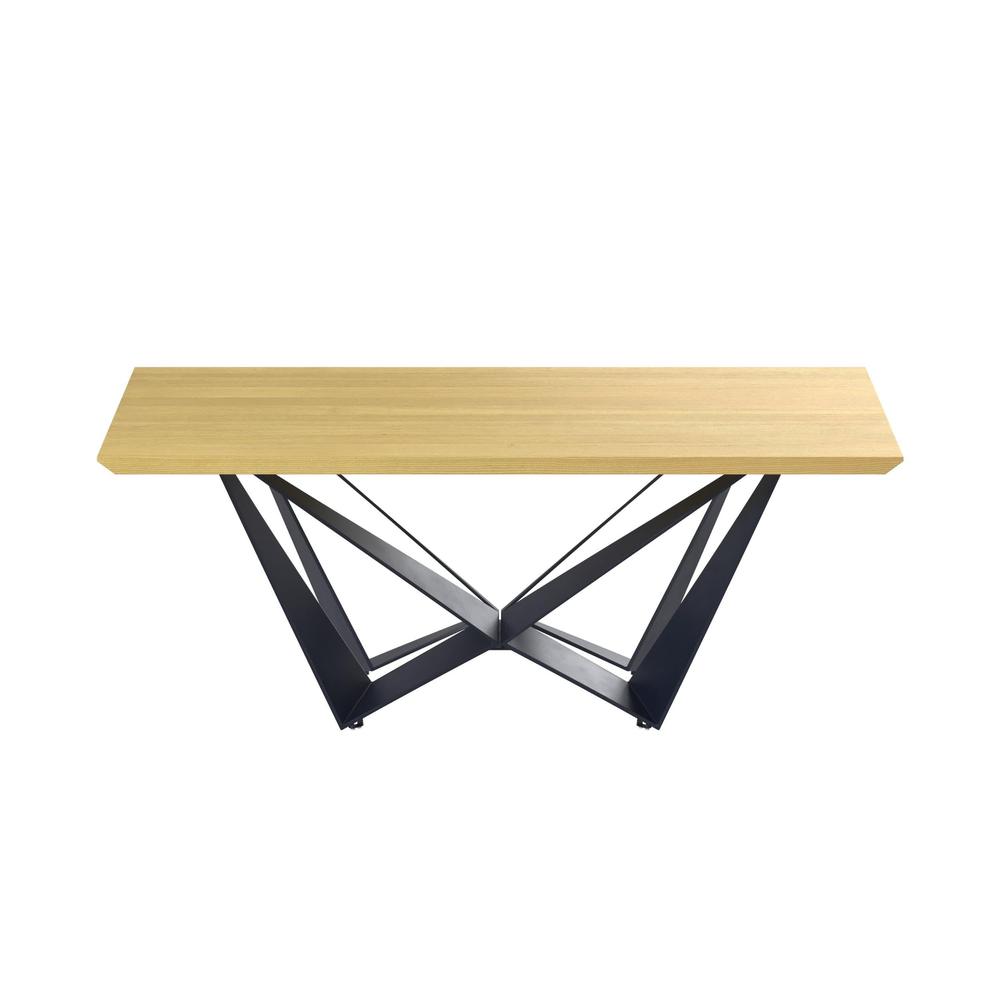 Dining Table With Natural Wood Top And Black Metal Legs. Picture 1