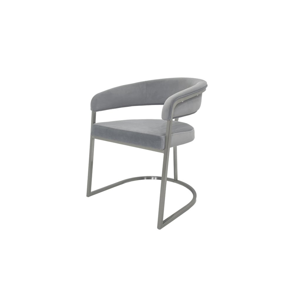 Dark Gray Velvet Cushion Dining Chair with Matte Gold Legs. Picture 2