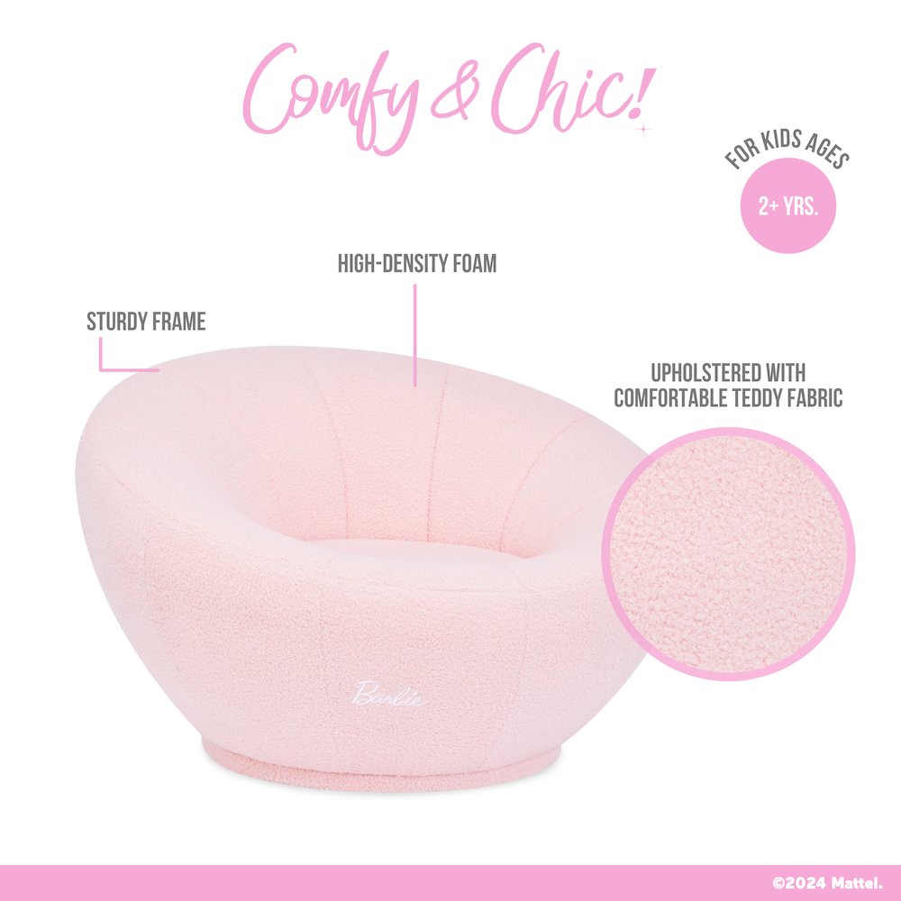 Barbie I'm Unstoppable Kid's Couch by Evolur In Pink. Picture 4