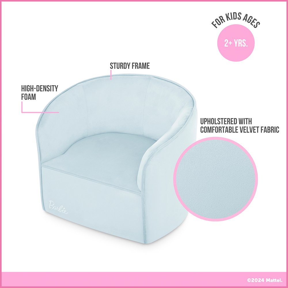 Barbie Be Bold Be You Kid's Sofa by Evolur in Light Blue. Picture 4