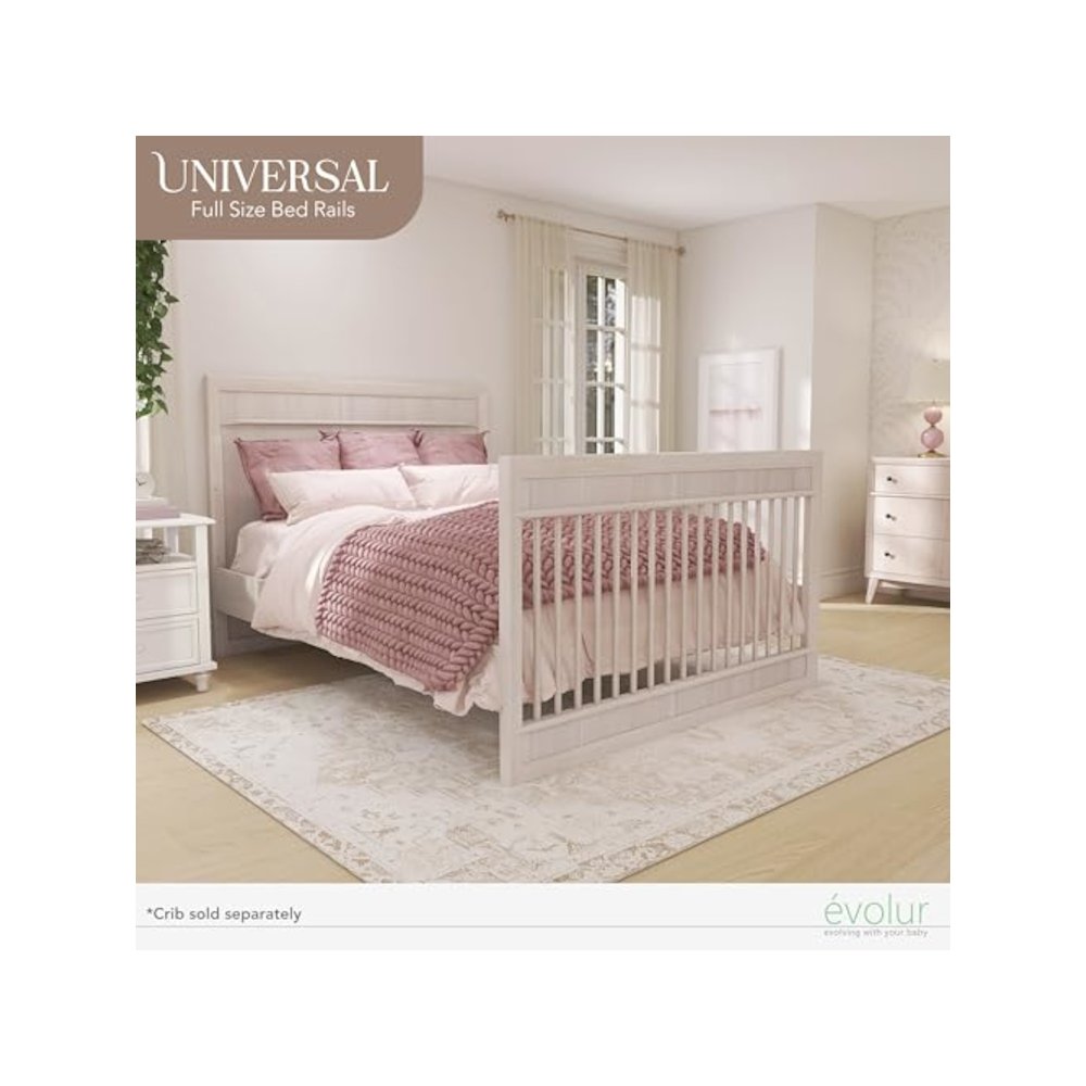 Evolur Convertible Crib Wooden Full Size Bed Rail, 812-SANDO. Picture 2