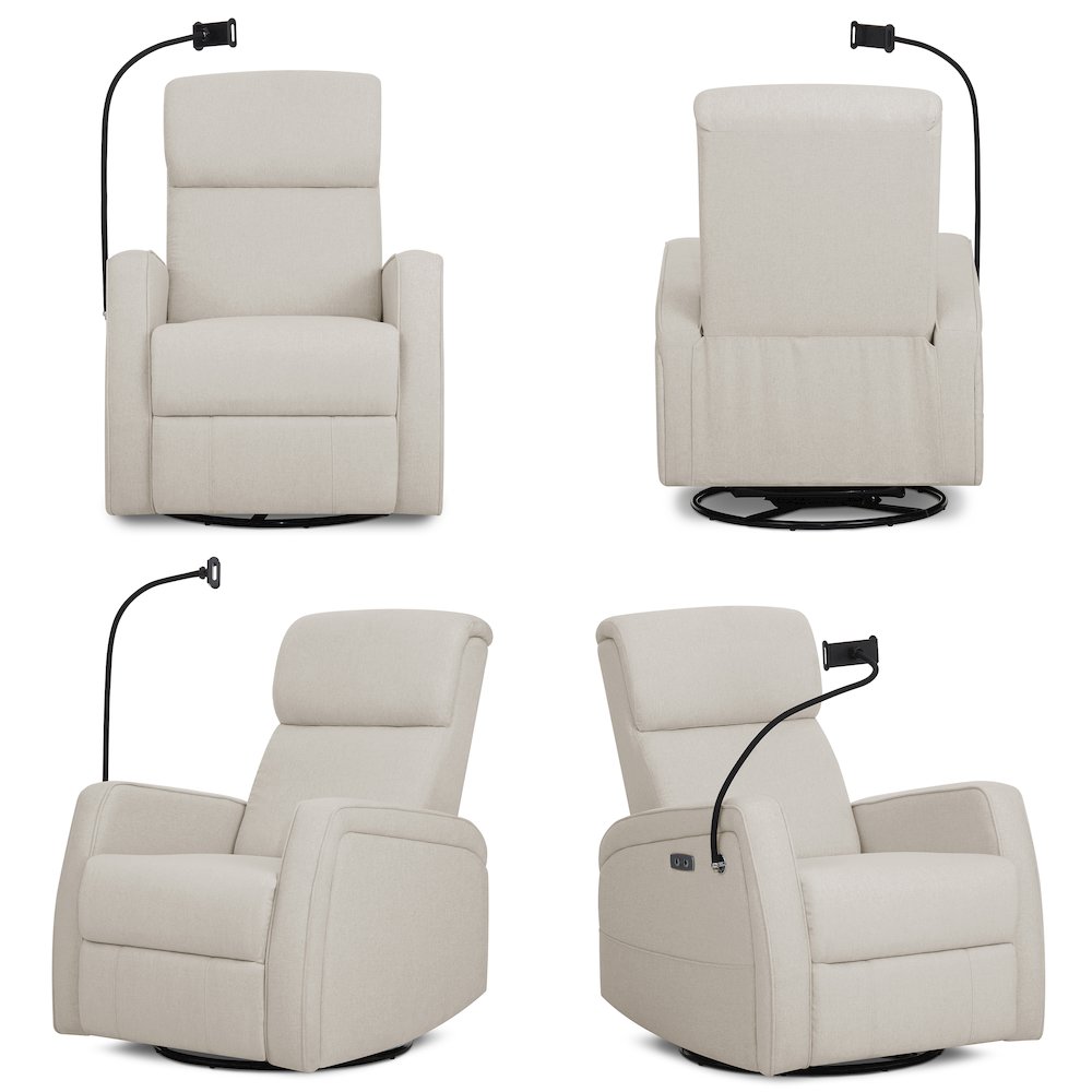 Evolur Maverick Power Recline Glider with Device Holder, Light Sand. Picture 1