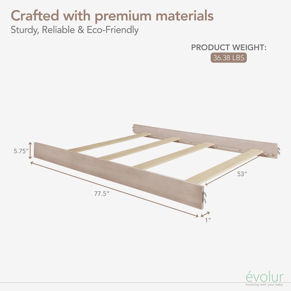 Evolur Convertible Crib Wooden Full Size Bed Rail, 812-SANDO. Picture 3