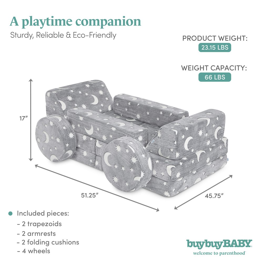 Evolur Lunox Kids Sofa, Grey. Picture 6