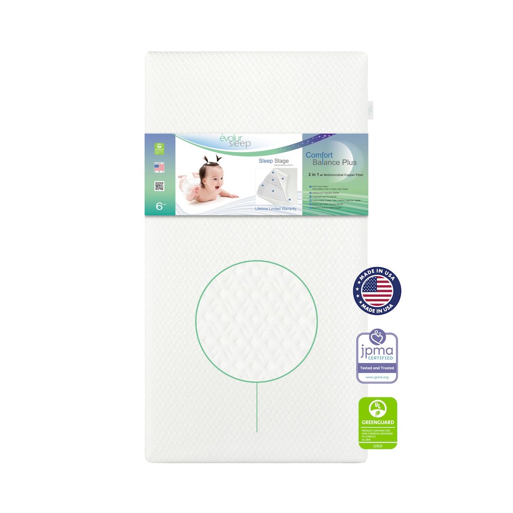 Evolur Coco, Comfort Lite Plus Natural Copper Infused Fiber Crib And Toddler Mattress I Waterproof I Green Guard Gold Certified I Removable Cover I 5’ Mattress I Foam Encasement For Superior And Stabi. Picture 1