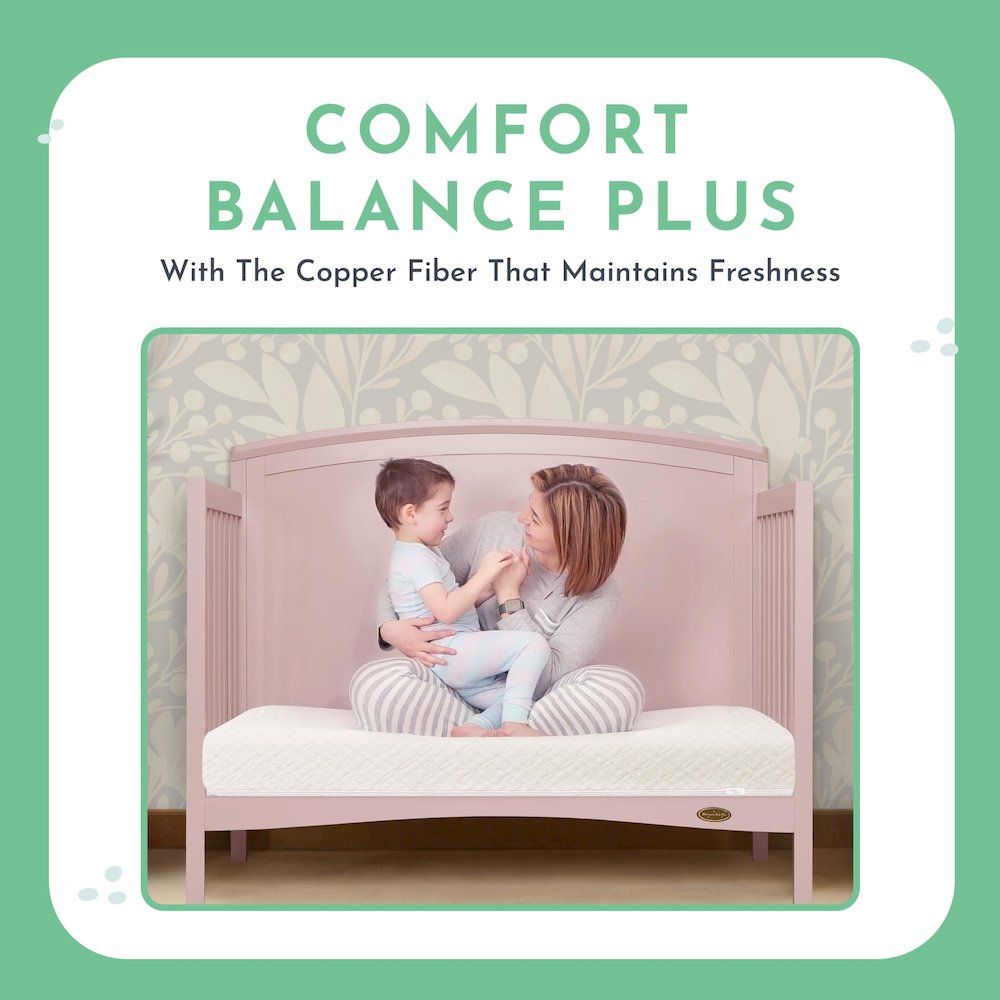 Evolur Coco, Comfort Lite Plus Natural Copper Infused Fiber Crib And Toddler Mattress I Waterproof I Green Guard Gold Certified I Removable Cover I 5’ Mattress I Foam Encasement For Superior And Stabi. Picture 3