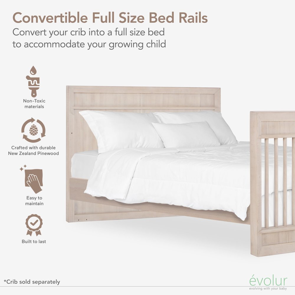 Evolur Convertible Crib Wooden Full Size Bed Rail, 812-SANDO. Picture 4