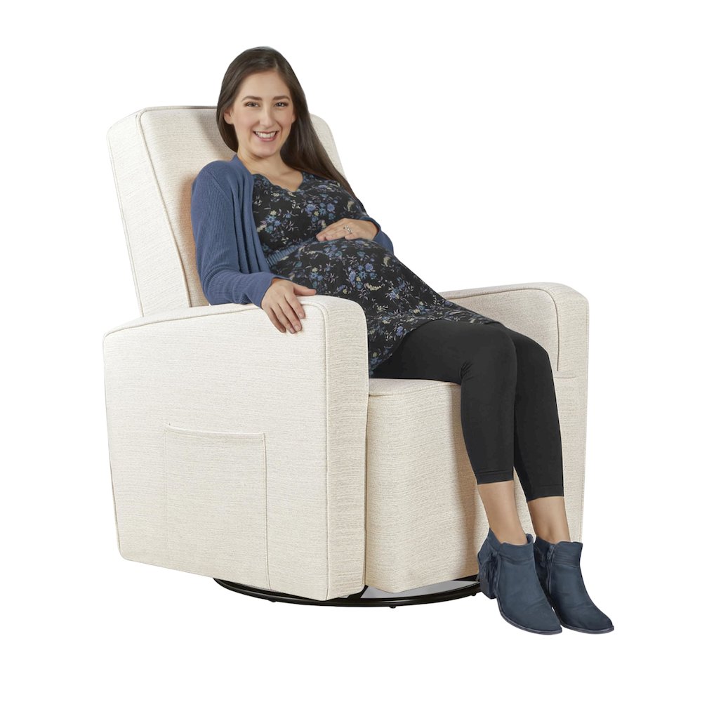 Evolur Holland Upholstered Swivel Glider And Ottoman | Rocker I Included Ottoman And Bonus Lumbar Pillow I Modern Design, 613-THUNDER. Picture 1