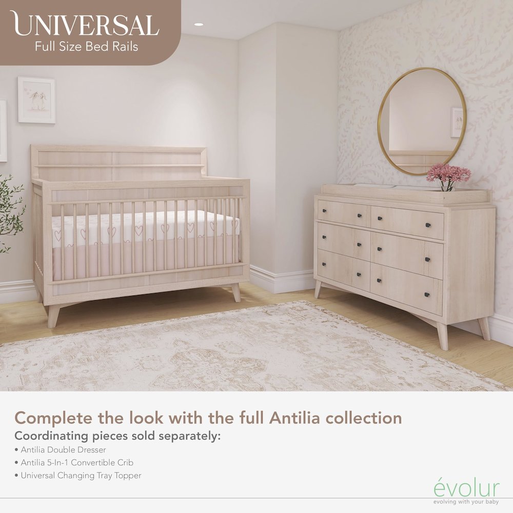 Evolur Convertible Crib Wooden Full Size Bed Rail, 812-SANDO. Picture 6