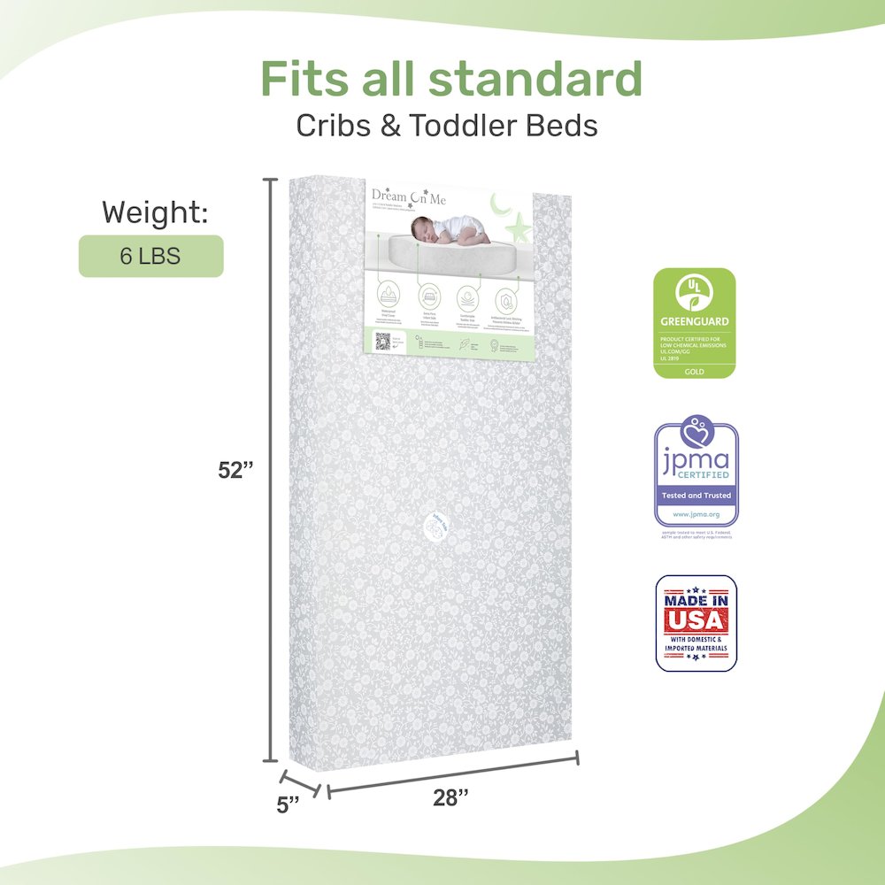 Dream On Me, Orthopedic Extra Firm Foam  Standard Crib Mattress, Grey. Picture 3