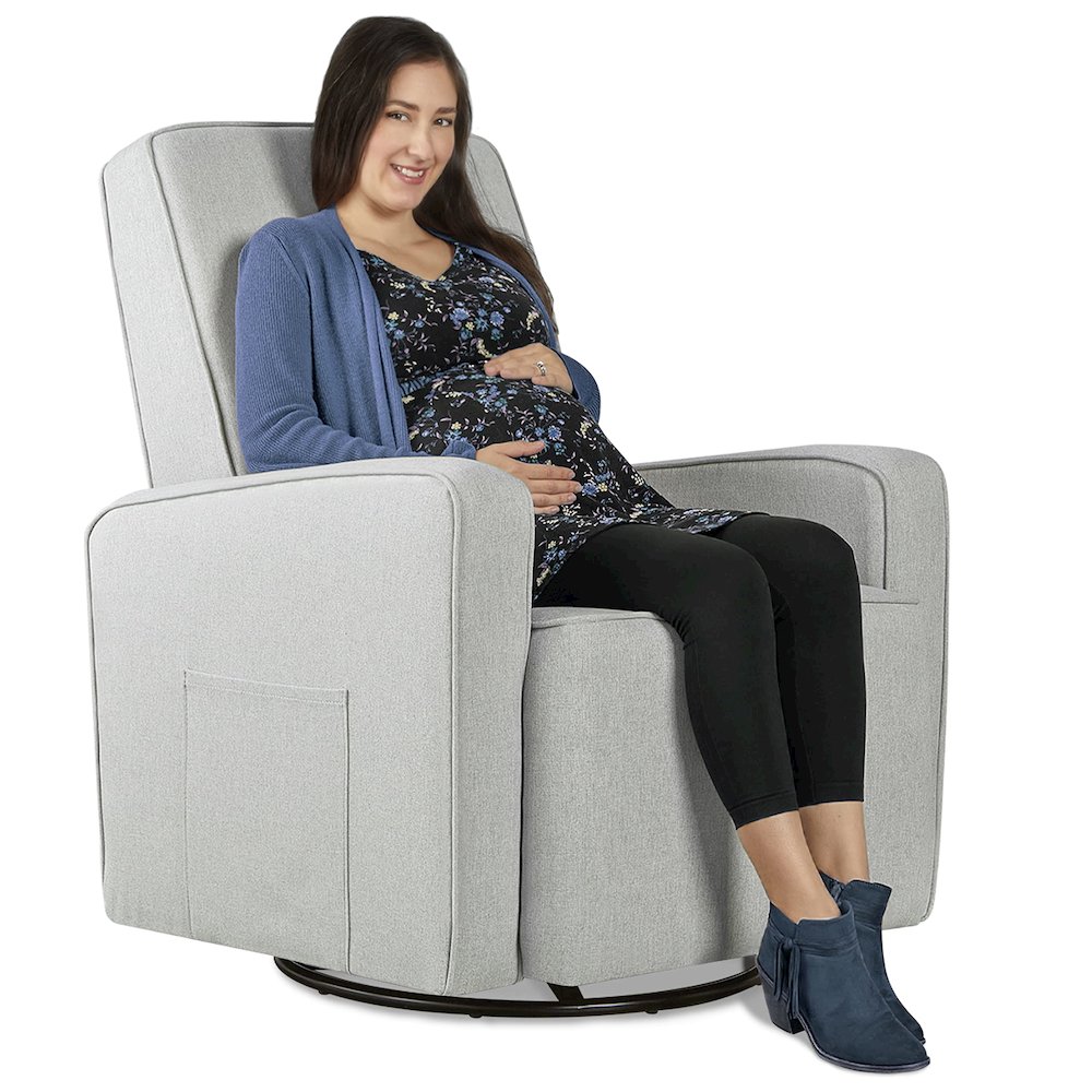 Evolur Holland Upholstered Swivel Glider And Ottoman | Rocker I Included Ottoman And Bonus Lumbar Pillow I Modern Design, 613-HARBOR. Picture 7