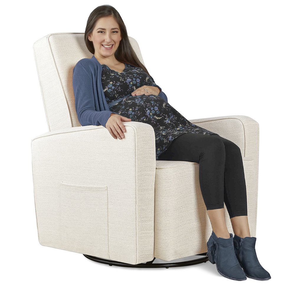 Evolur Holland Upholstered Swivel Glider And Ottoman | Rocker I Included Ottoman And Bonus Lumbar Pillow I Modern Design, 613-THUNDER. Picture 7