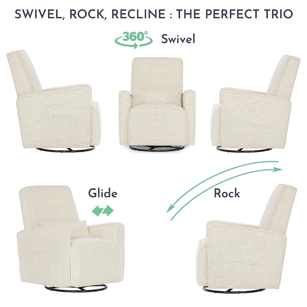 Evolur Holland Upholstered Swivel Glider And Ottoman | Rocker I Included Ottoman And Bonus Lumbar Pillow I Modern Design, 613-THUNDER. Picture 6