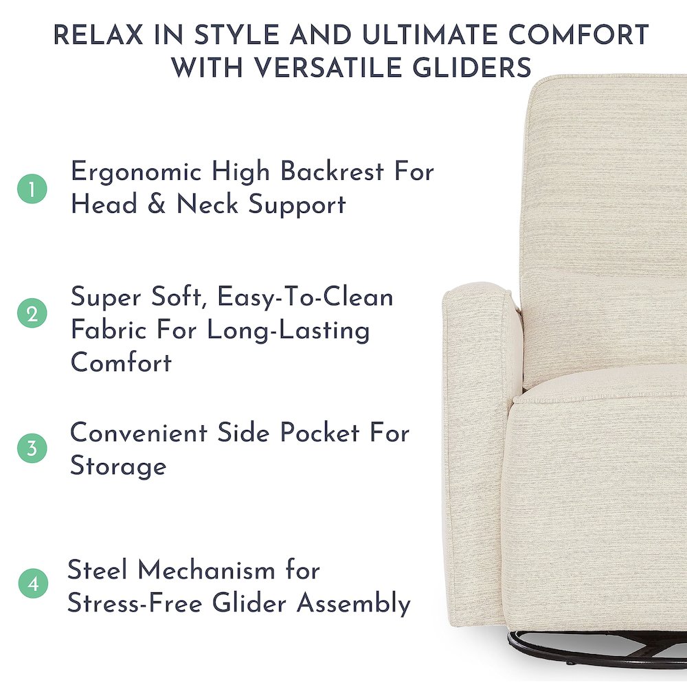 Evolur Holland Upholstered Swivel Glider And Ottoman | Rocker I Included Ottoman And Bonus Lumbar Pillow I Modern Design, 613-THUNDER. Picture 5