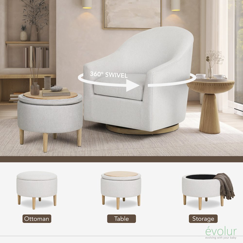 Evolur Luna Swivel Glider & Ottoman. Picture 4