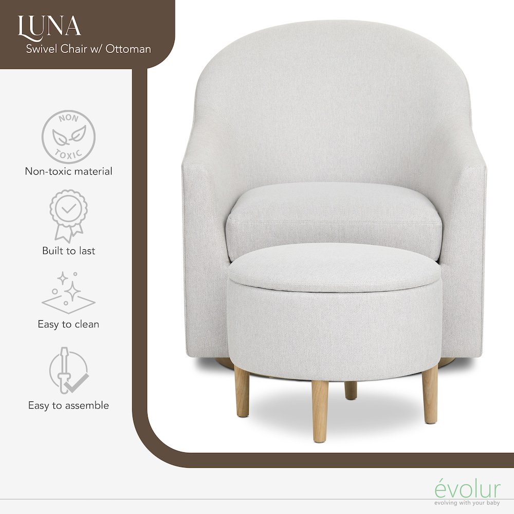 Evolur Luna Swivel Glider & Ottoman. Picture 3