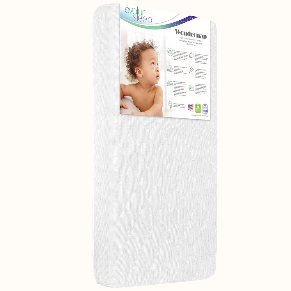 Evolur Wondernap 2 in 1 Full-size Crib Mattress, White. Picture 2