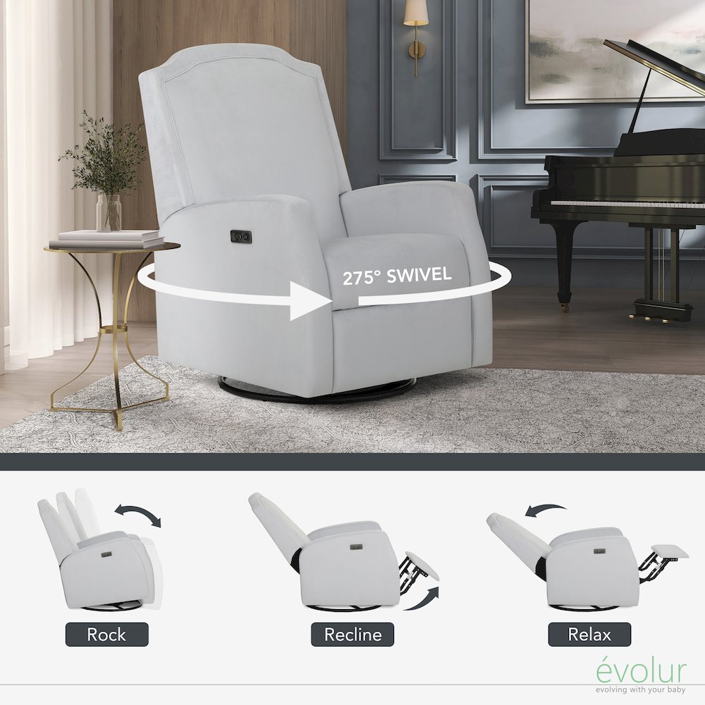 Evolur Olivia Power Recline Glider. Picture 4