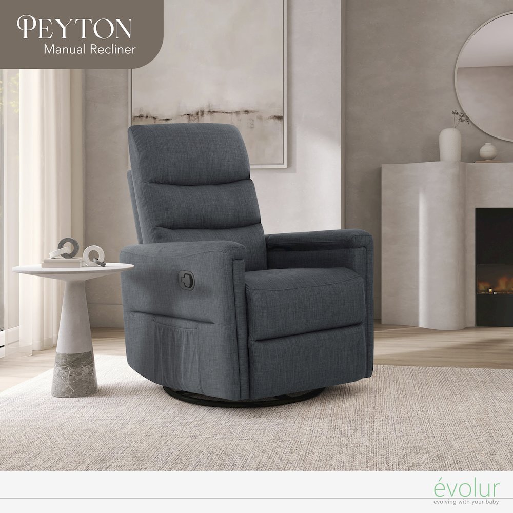 Evolur Peyton Manual Recline Glider with Full 360-Degree Swivel. Picture 2