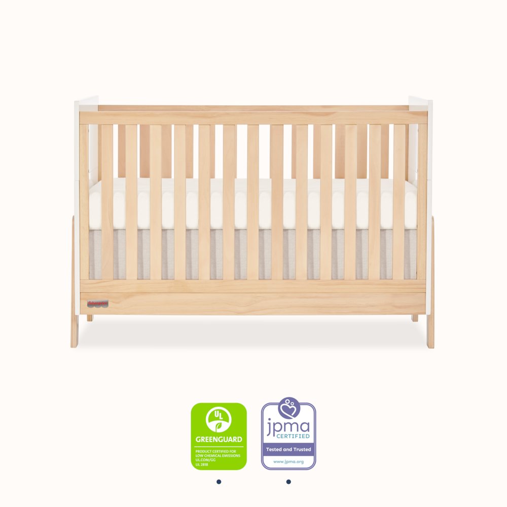 Fisher-Price Iris 4-in-1 Convertible Crib by Dream On Me in Vintage White Oak. Picture 1