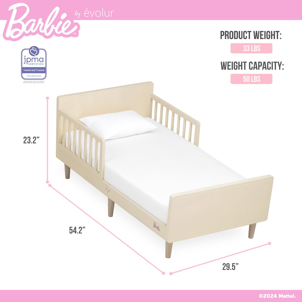Barbie Los Altos Toddler Bed in Vanilla Cream Ivory. Picture 5