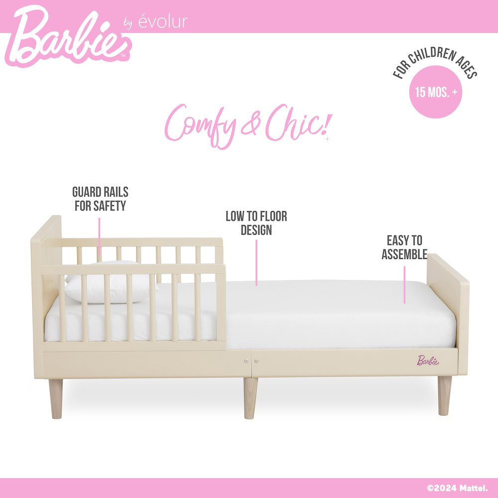 Barbie Los Altos Toddler Bed in Vanilla Cream Ivory. Picture 4
