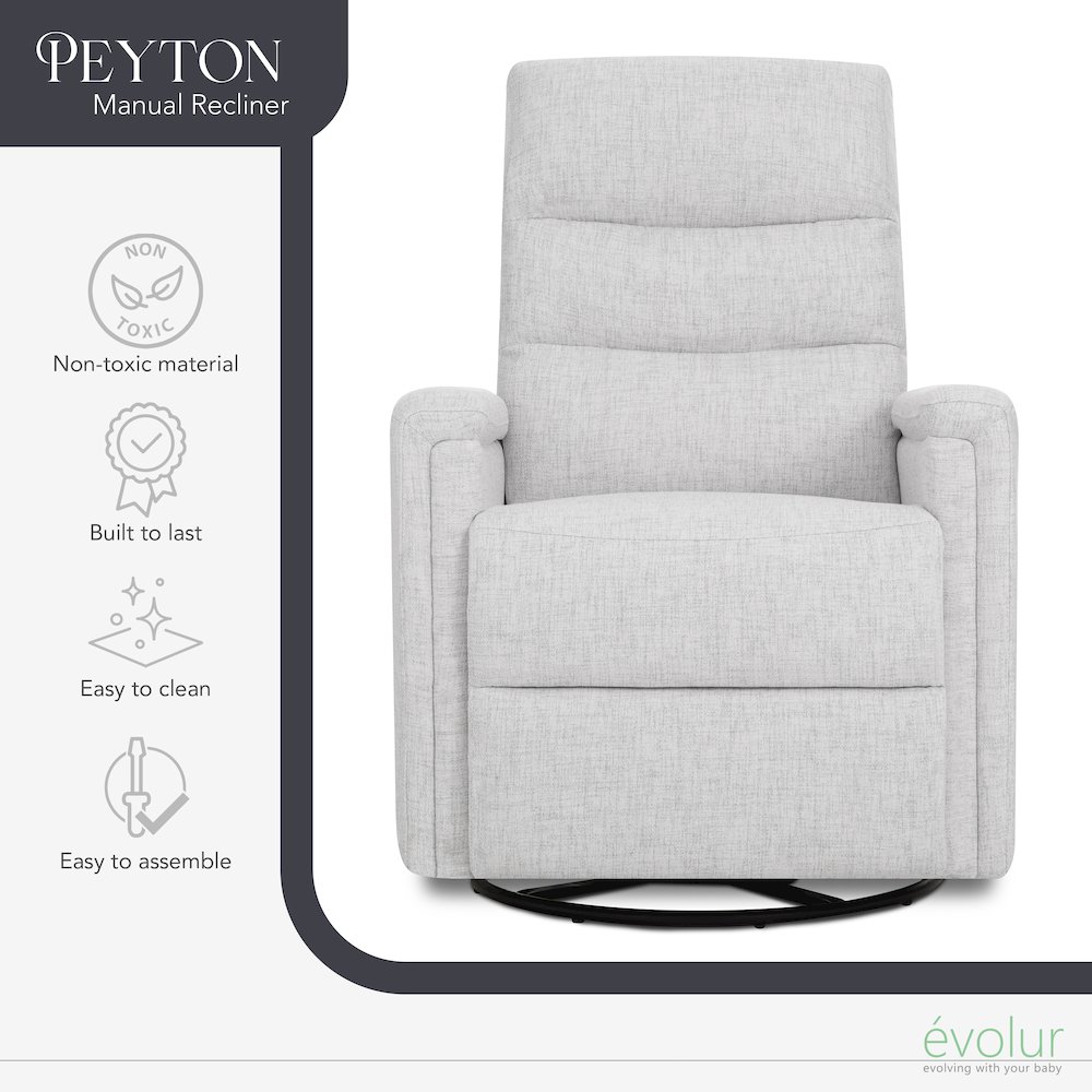 Evolur Peyton Manual Recline Glider with Full 360-Degree Swivel. Picture 3