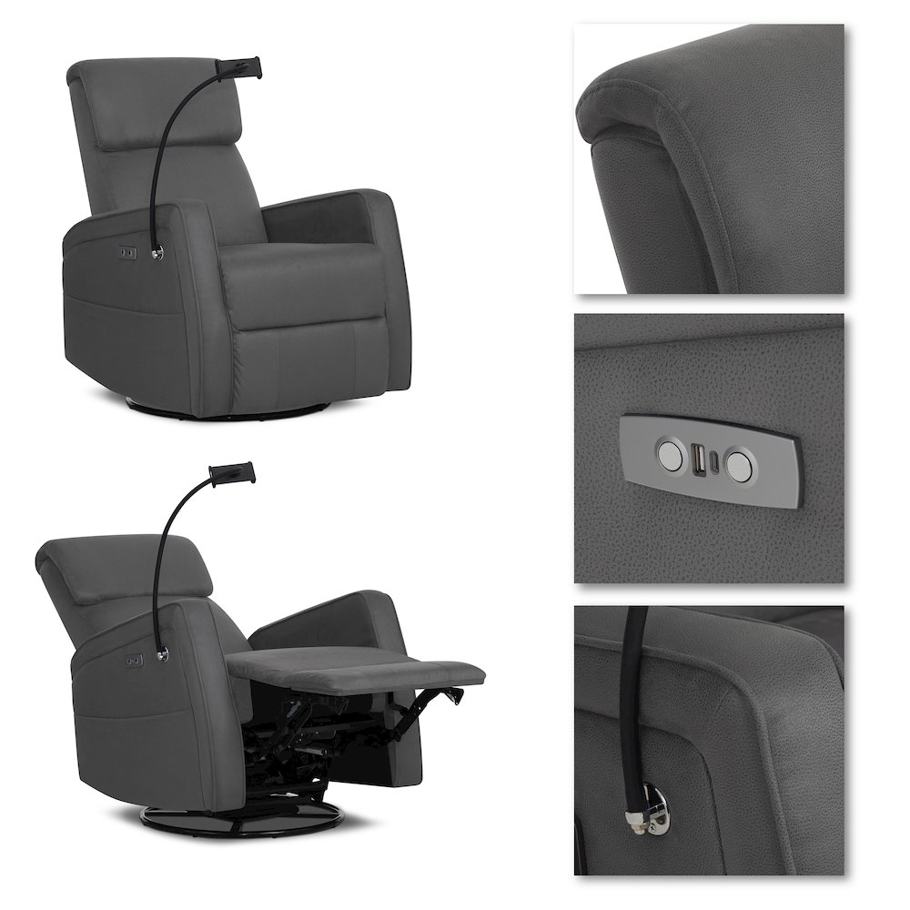 Evolur Maverick Power Recline Glider with Phone or Tablet Holder. Picture 3