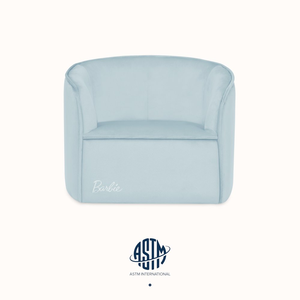 Barbie Be Bold Be You Kid's Sofa by Evolur in Light Blue. Picture 1