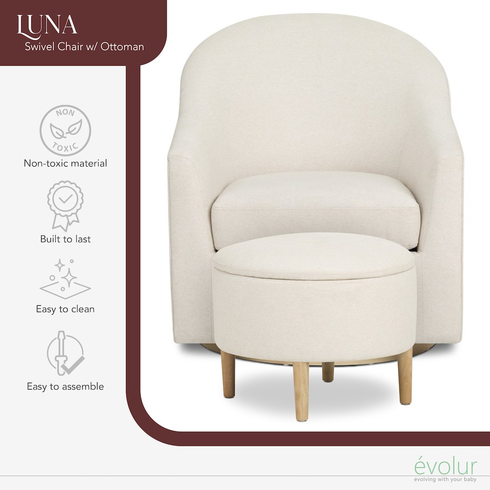 Evolur Luna Swivel Glider & Ottoman. Picture 3
