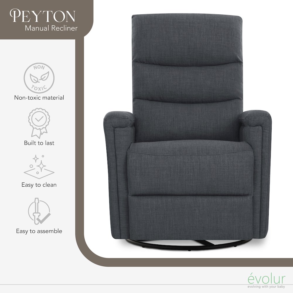 Evolur Peyton Manual Recline Glider with Full 360-Degree Swivel. Picture 3