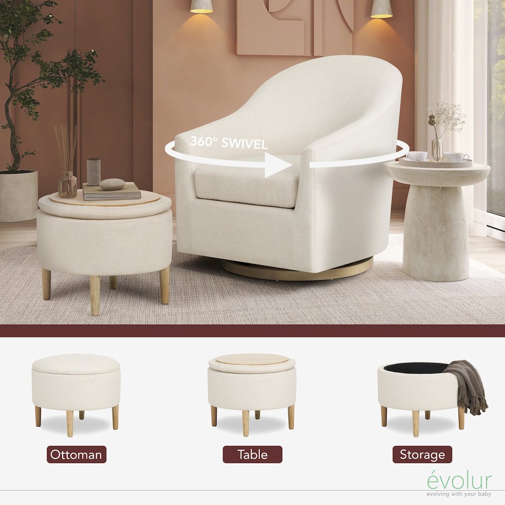 Evolur Luna Swivel Glider & Ottoman. Picture 4