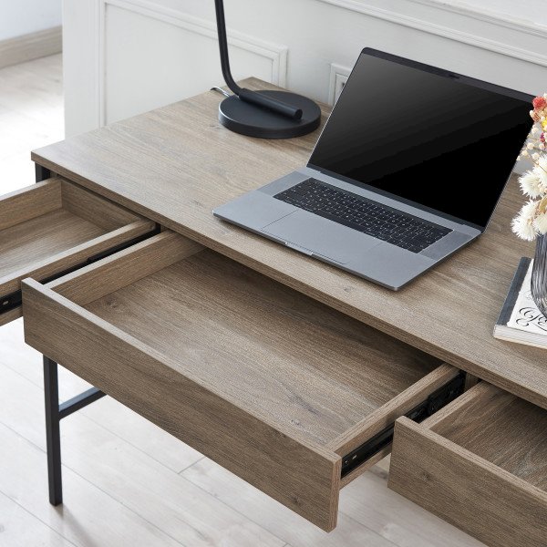 Evans 47.75'' Wide Rectangular Writing Desk in Antiqued Gray Oak. Picture 5
