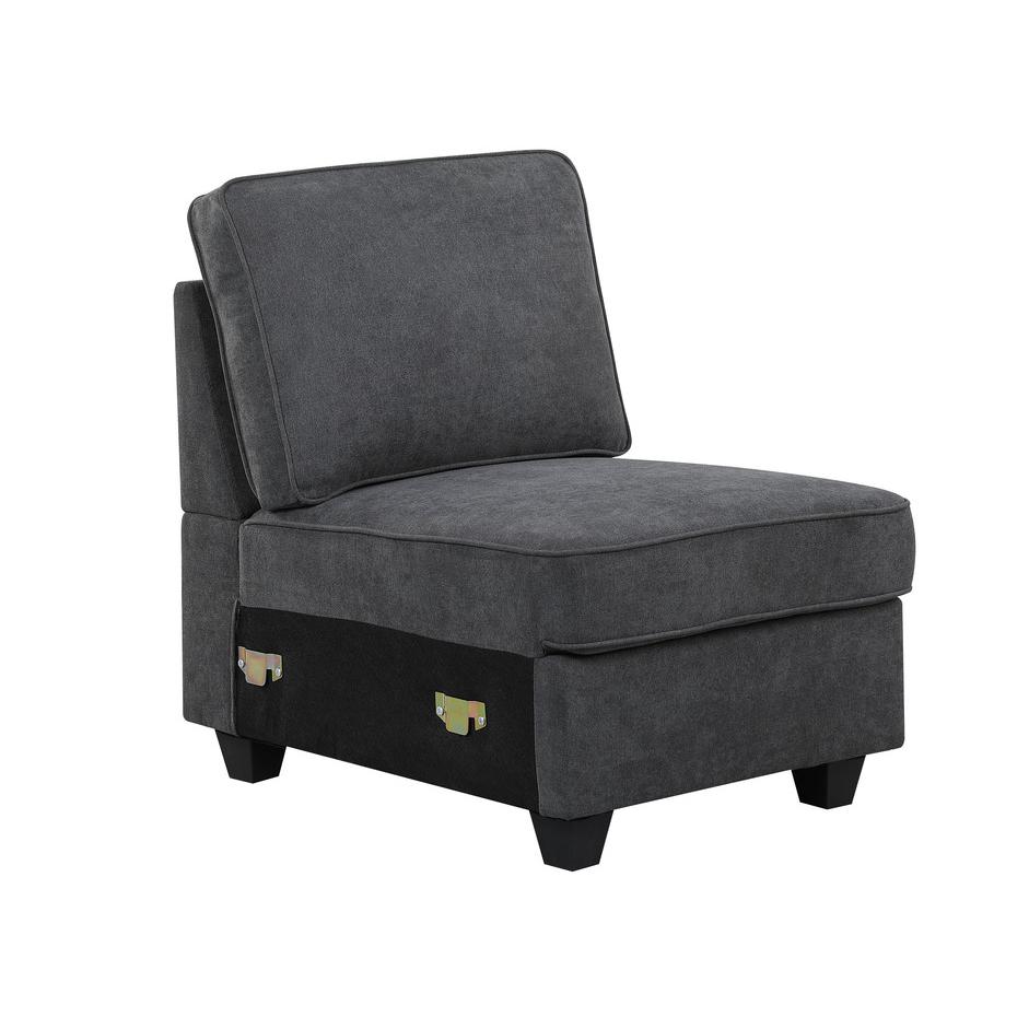 Leo Dark Gray Woven 5 Seater Sofa & Ottoman. Picture 9