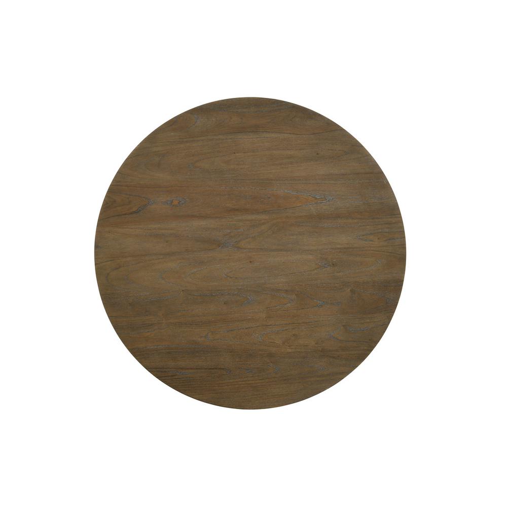 Havanna Vintage Walnut 5 Piece 47" Wide Contemporary Round Dining Table Set with Off White Fabric Chairs. Picture 3