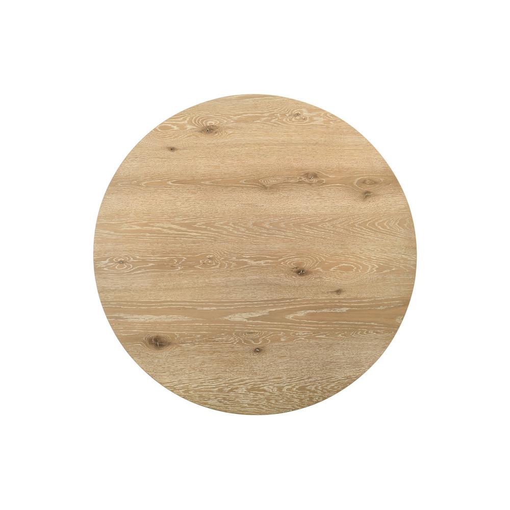 Tate Oak Finish 47" Round Dining Table Set with Cream Color Upholstered Chairs. Picture 5