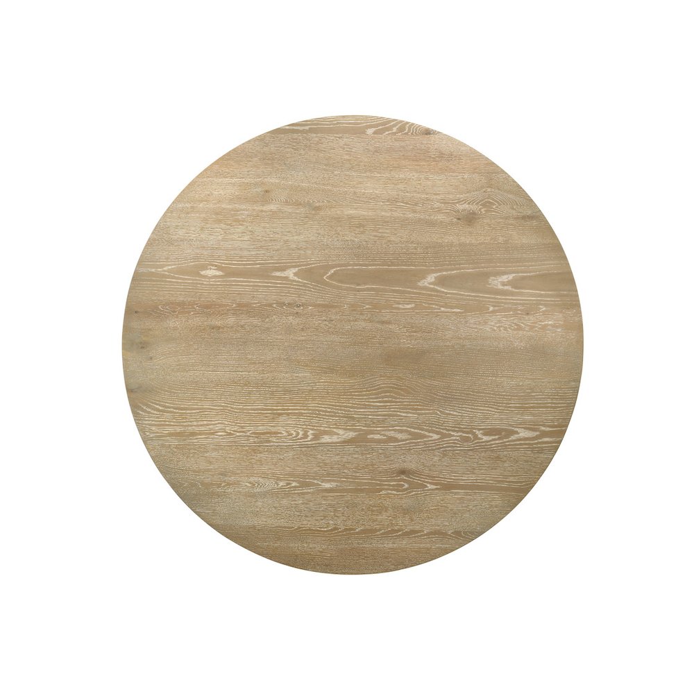59" Round Rustic Oak Dining Table with LED Light, Black Metal Frame, Shelves. Picture 5